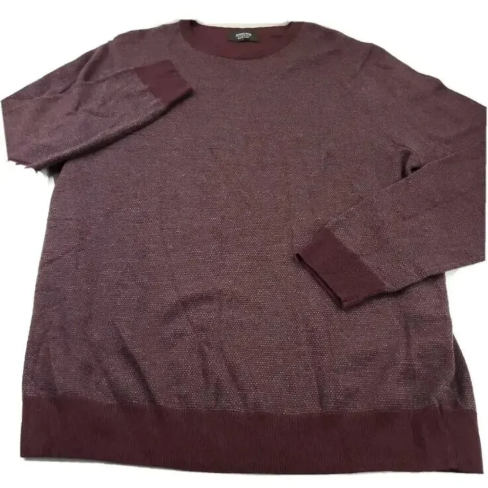 Nordstrom Men Shop Wool Blend Burgundy Birds Eye Crewneck Sweater Men XL NWOT